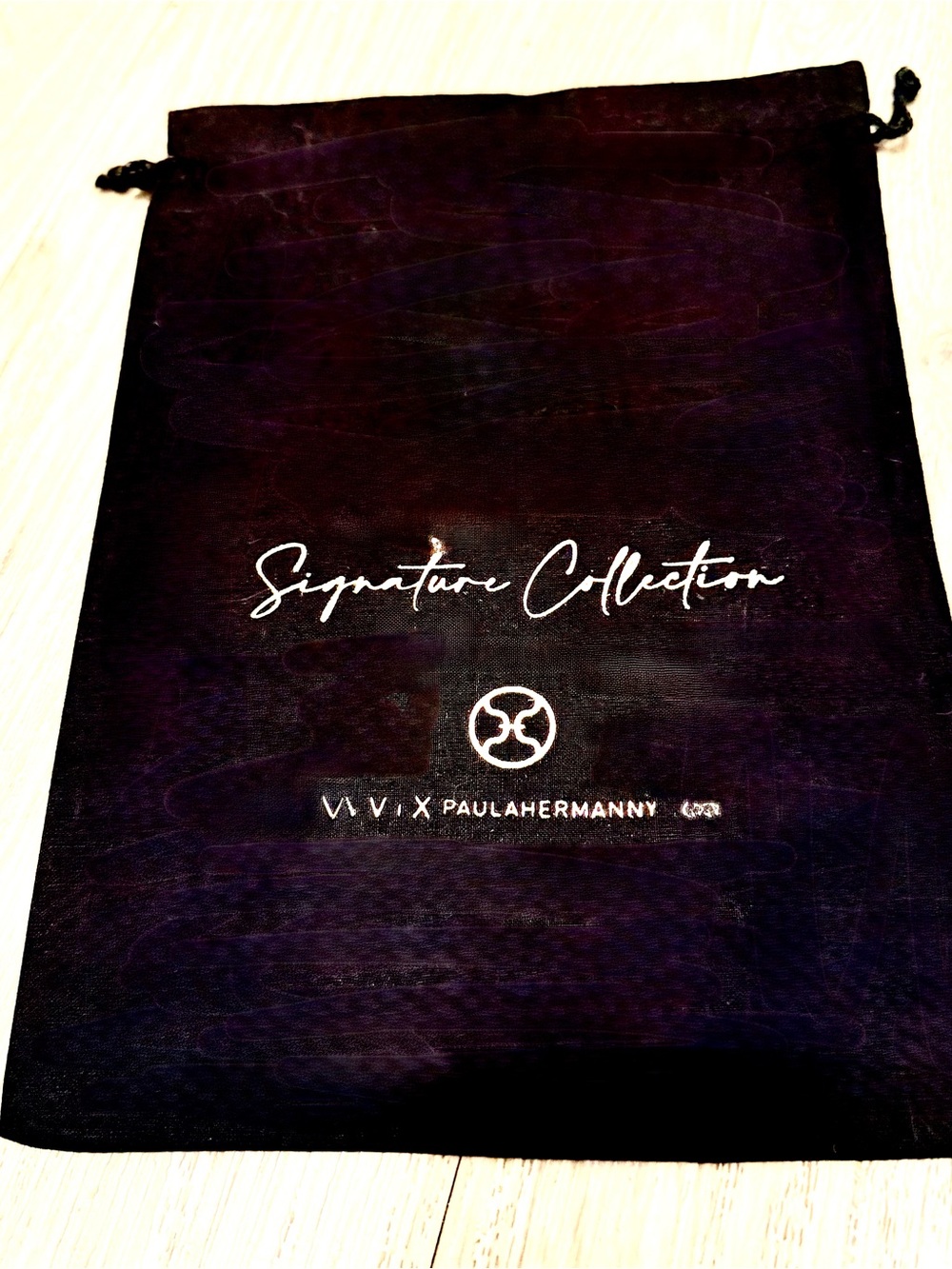 VIX Paulahermanny Signture Collection Black Gold Logo Drawstring Dust Bag